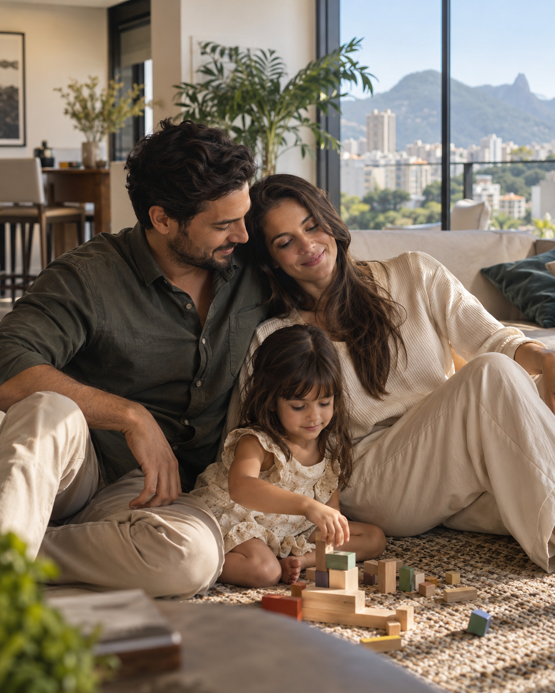Família em um momento cotidiano de tranquilidade